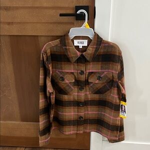 BB Dakota by Steve Madden Plaid Button Down Shirt - Brown and Pink